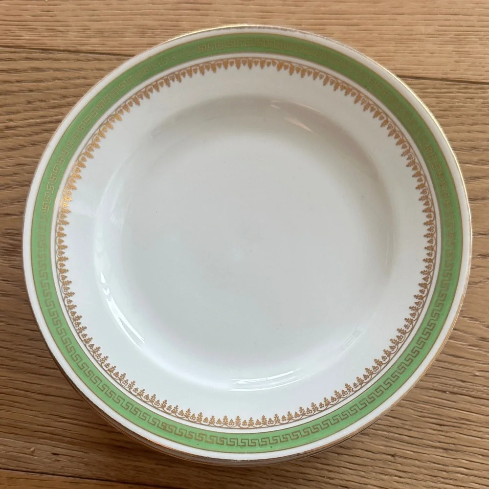 S & G Gump Co. Elegant Green and Gold Dessert Plate x 9